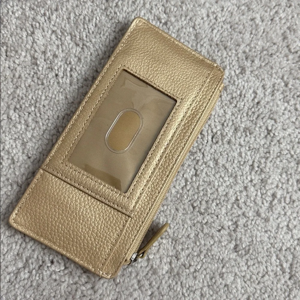Genuine Leather Thin Vertical Stacker Women's Wallet Card Case with ID